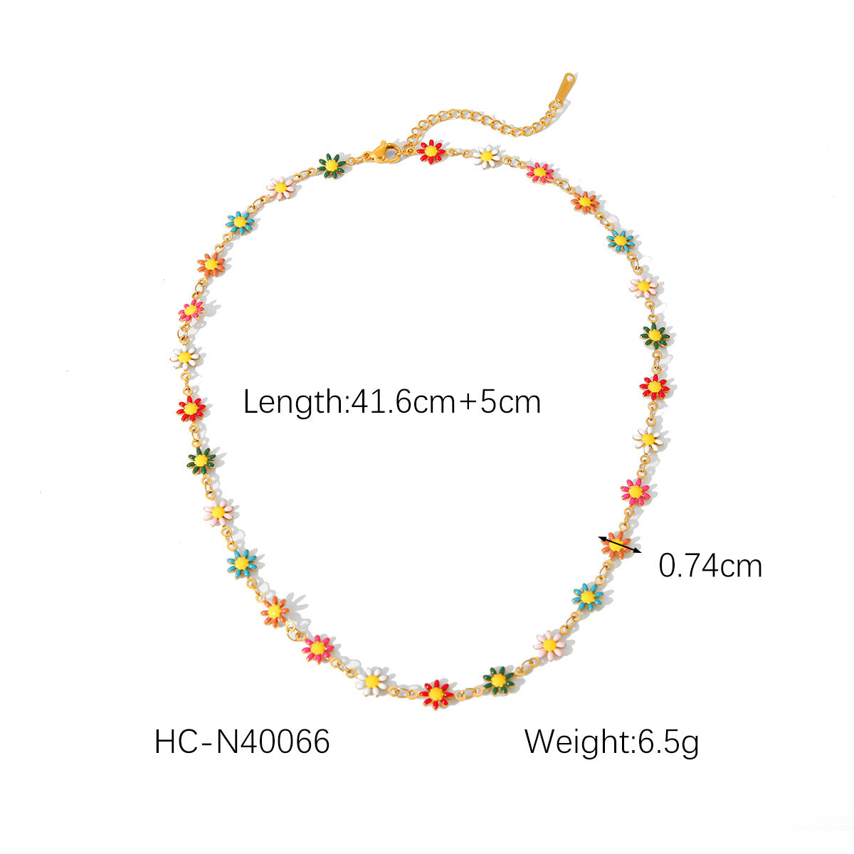 Stainless Steel Chain Small Daisy Olive Branch Butterfly Color Oil Drop Necklace Female Fashion All-Match Titanium Steel Bracelet