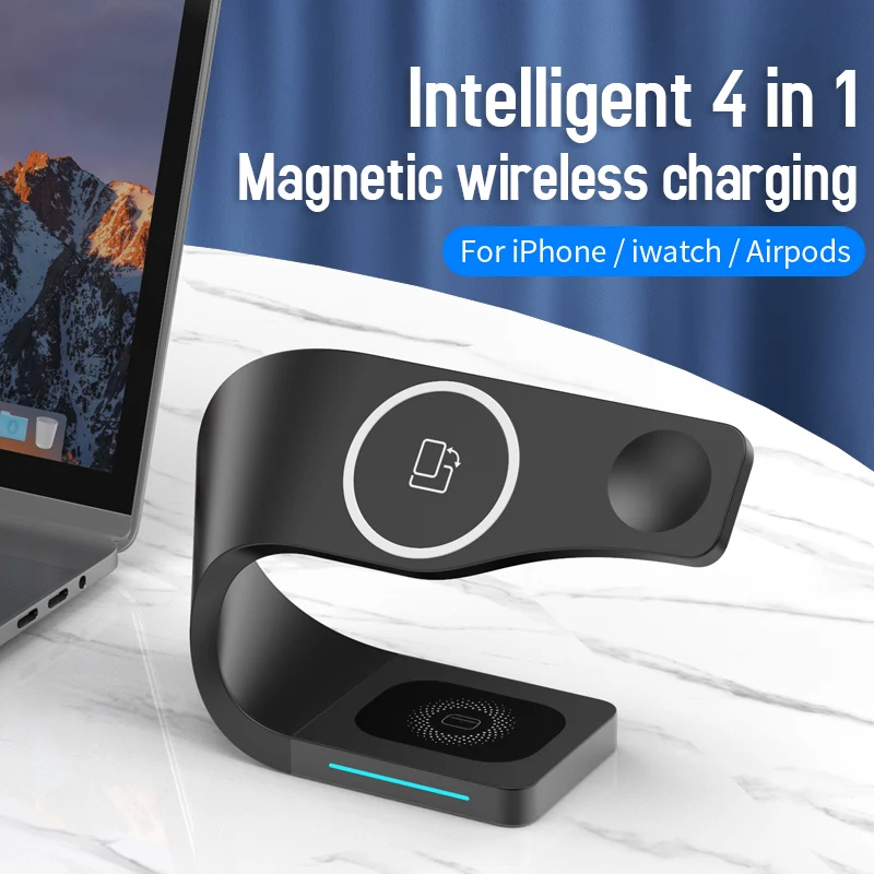 4 in 1 Magnetic Multifuncion Station 3 in 1 Wireless Charger Stand For Phone iWatch 10W 15W Fast Charging