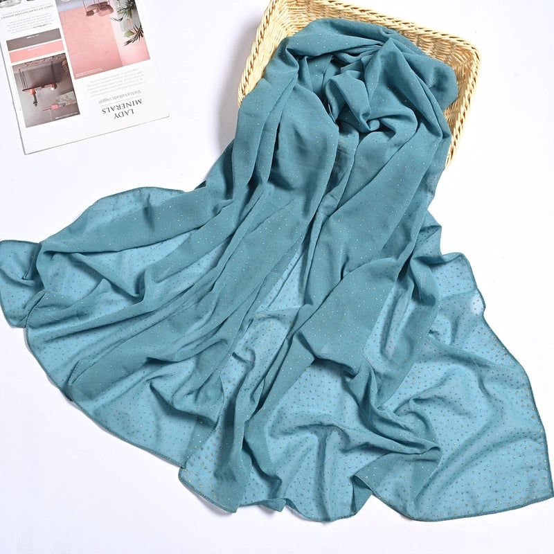 Hot Sale Solid Color Bronzing Chiffon Scarf Silk Scarf Decorative Headscarf Women's Solid Color Headscarf Scarf