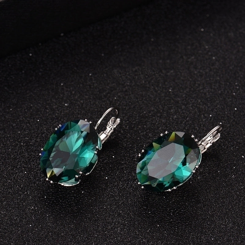 1 Pair Elegant Retro Oval Plating Inlay Copper Zircon Rhodium Plated Earrings