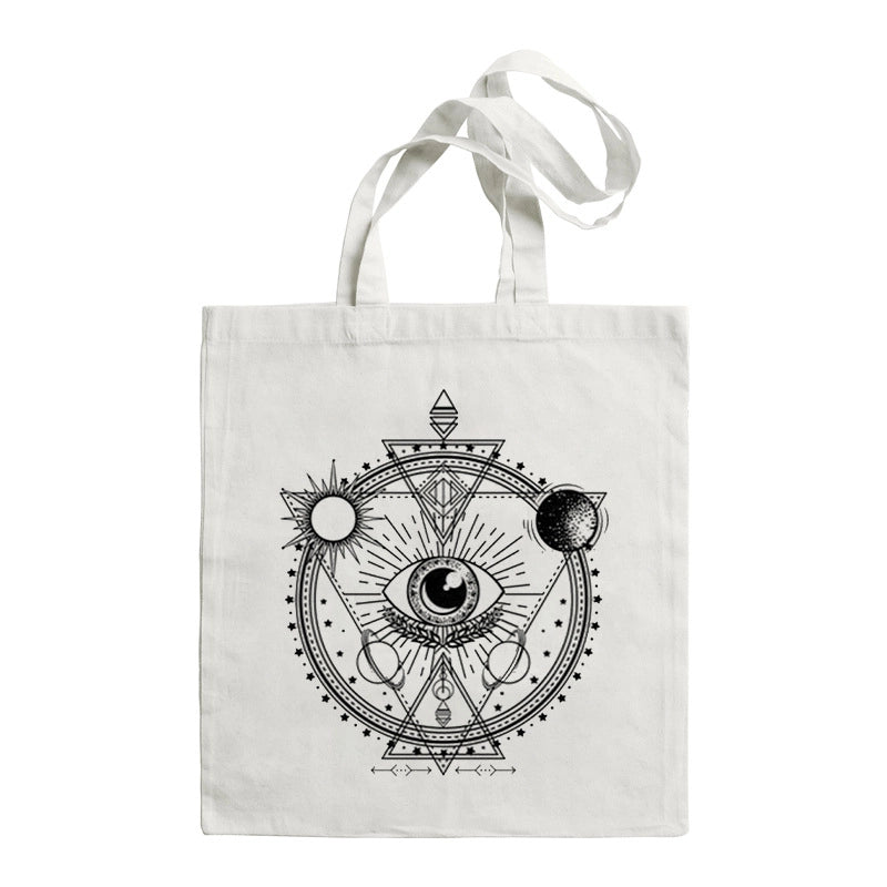 Unisex Large Canvas Devil's Eye Streetwear Square Open Tote Bag