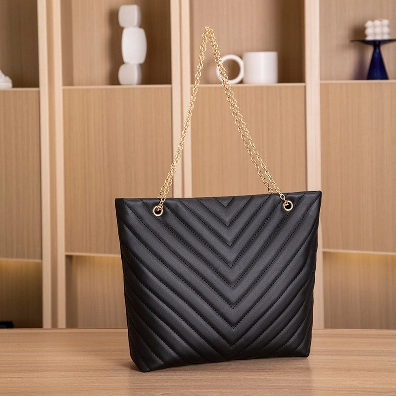 Women's Medium All Seasons Pu Leather Solid Color Elegant Classic Style Square Zipper Shoulder Bag Handbag