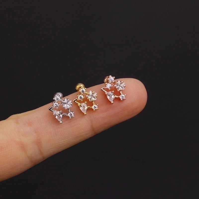 Ear Cartilage Rings & Studs Ethnic Style Geometric 316L Stainless Steel  Copper Inlaid Zircon