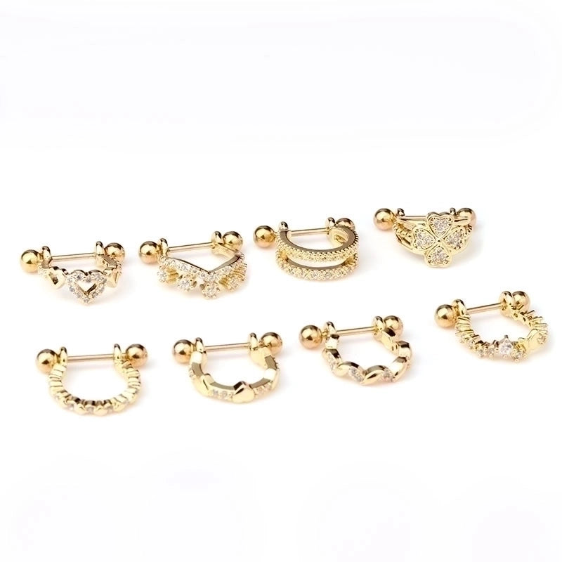Ear Cartilage Rings & Studs Fashion Crown Copper Plating Artificial Gemstones