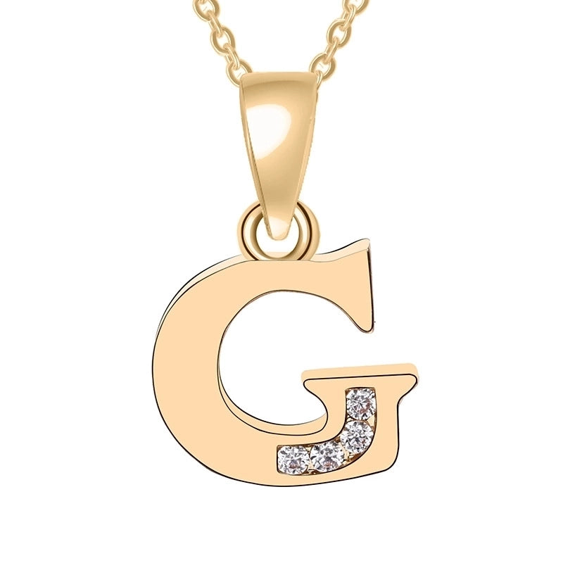 Minimalist Letter Copper Plating Inlay Zircon Pendant Necklace