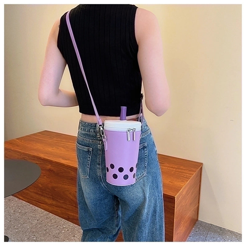 Women's Pu Leather Food Streetwear Square Zipper Crossbody Bag