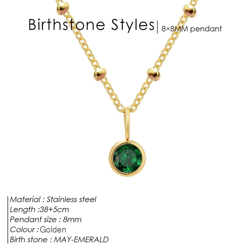 Minimalist Classic Style Geometric 316L Stainless Steel  Rhinestones Inlay Stainless Steel Necklaces