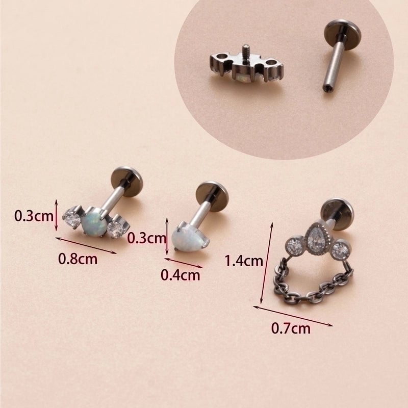 1 Piece Ear Cartilage Rings & Studs IG Style Cool Style Geometric Water Droplets Pure Titanium Plating Inlay Zircon