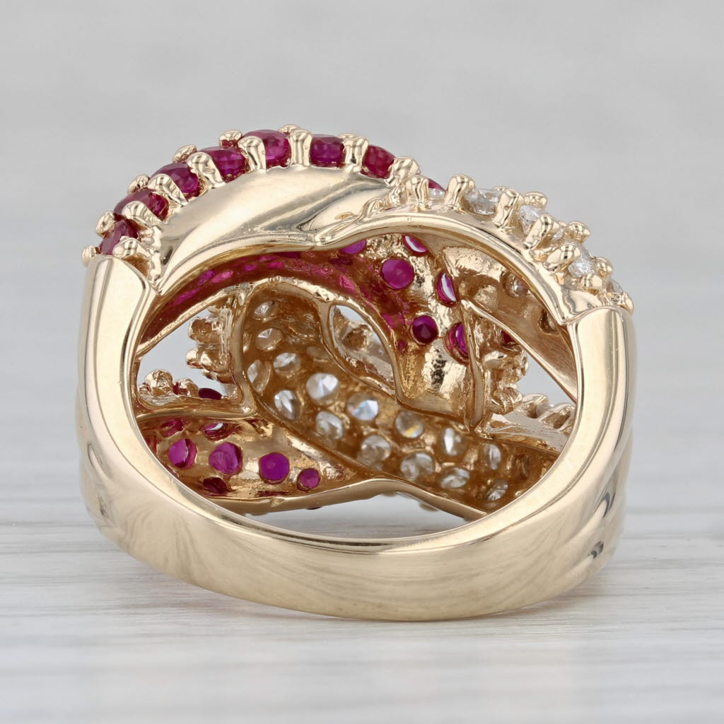2.75ctw Ruby Diamond Knot Ring 14k Yellow Gold Size 6.75 Cocktail