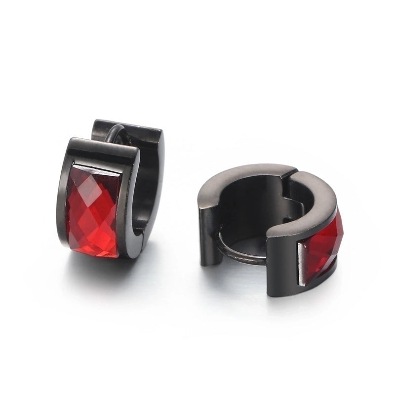 1 Pair Minimalist U Shape Plating Inlay Titanium Steel Glass 18K Gold Plated Earrings
