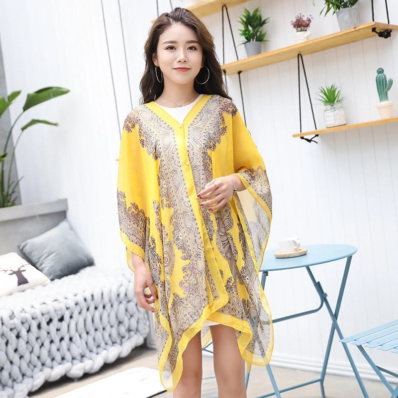 Women's Minimalist Printing Satin Silk Scarf