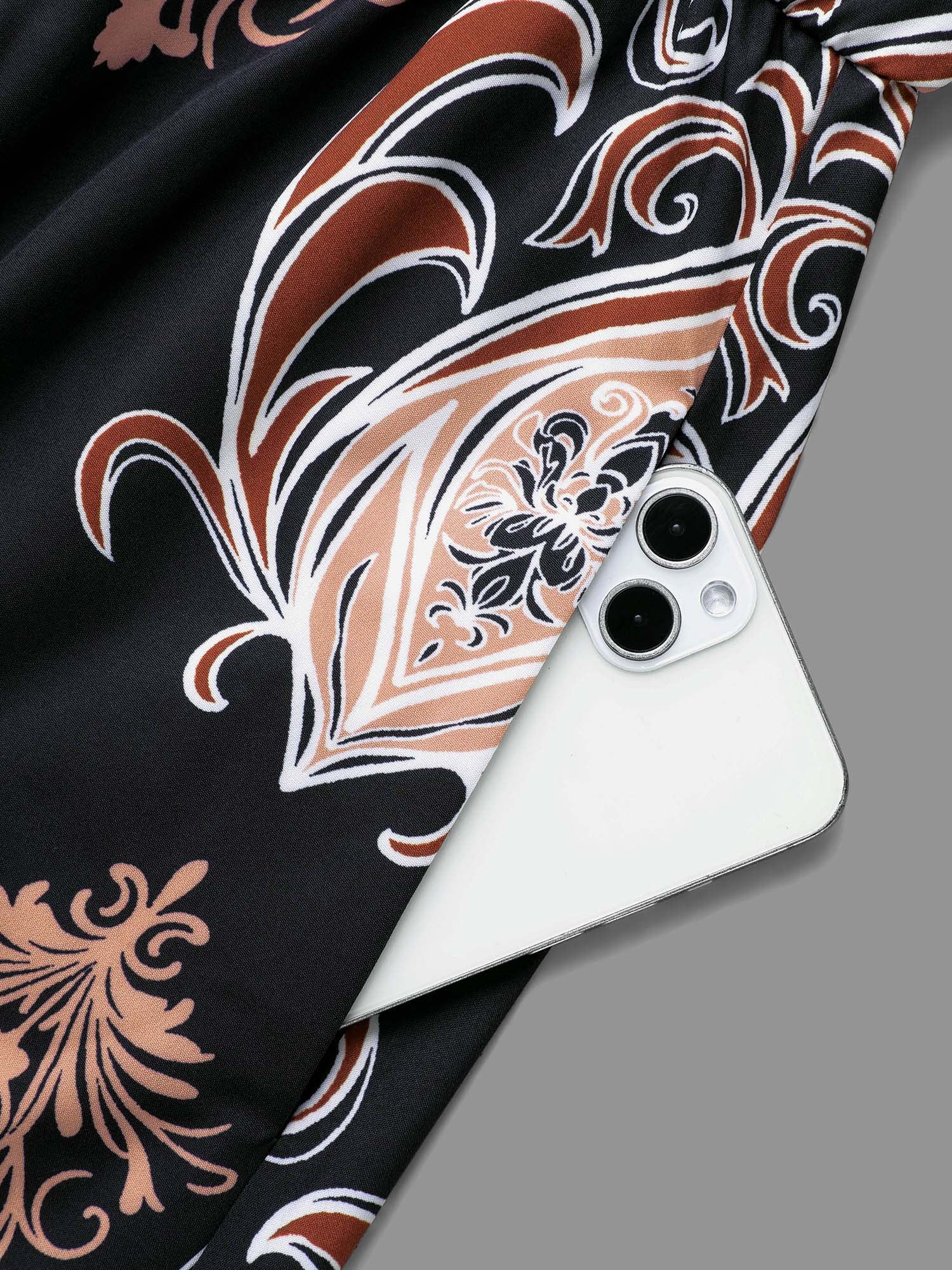 Bandana Overlap Collar Elastic Waist Dress