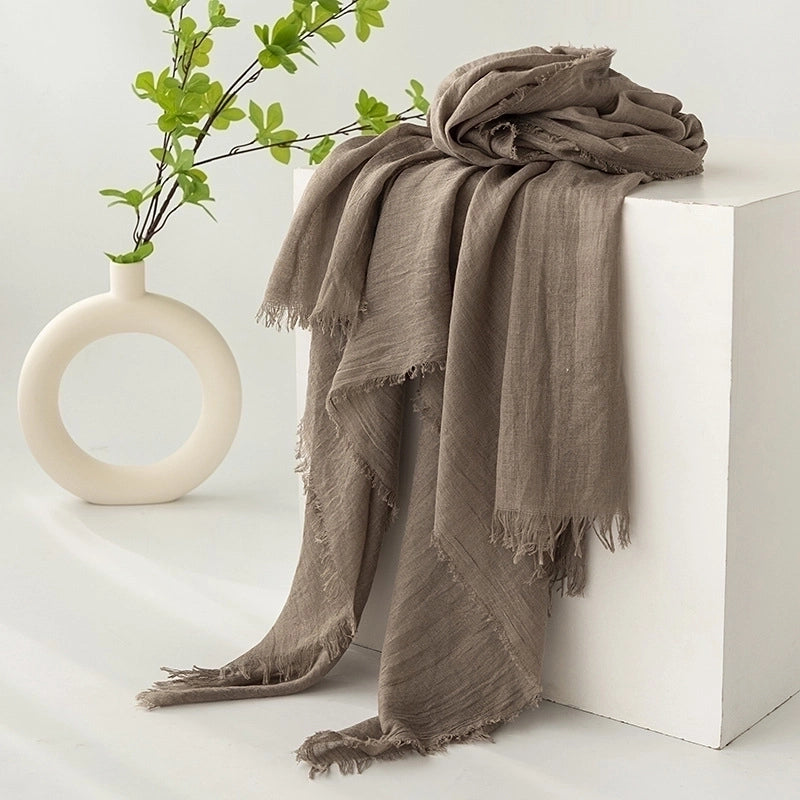 Women's Minimalist Solid Color Polyester Silk Scarf