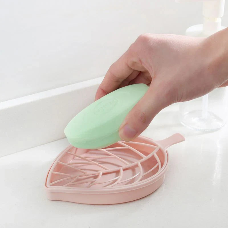 Leaf Shaped Soap Holder With Draining Tray