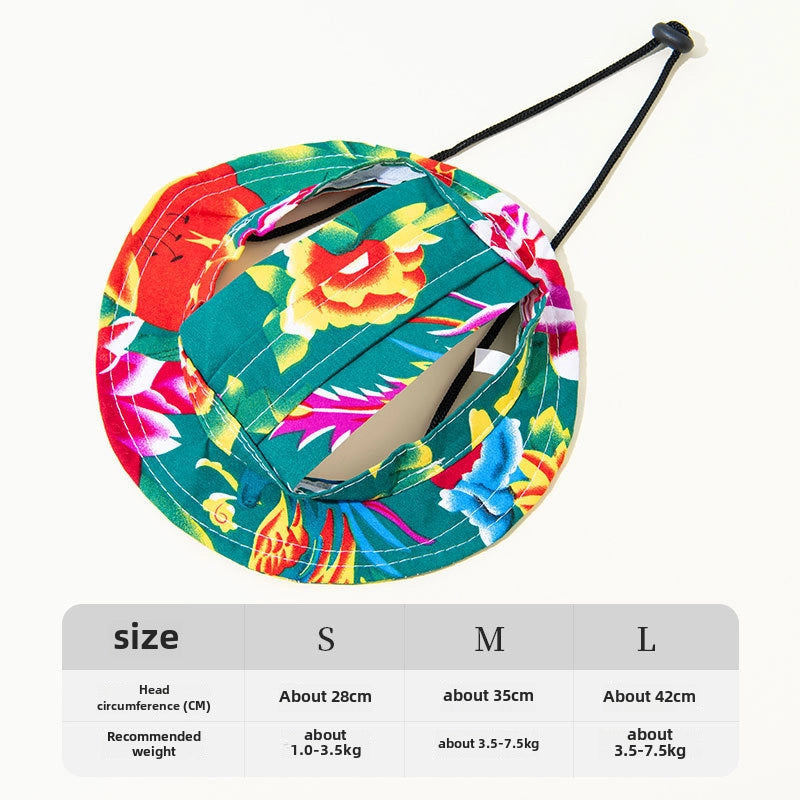 Dog Cat Sunshade Hat Exposed Ears Adjustable Rope Buckle Fisherman Hat Pet Supplies