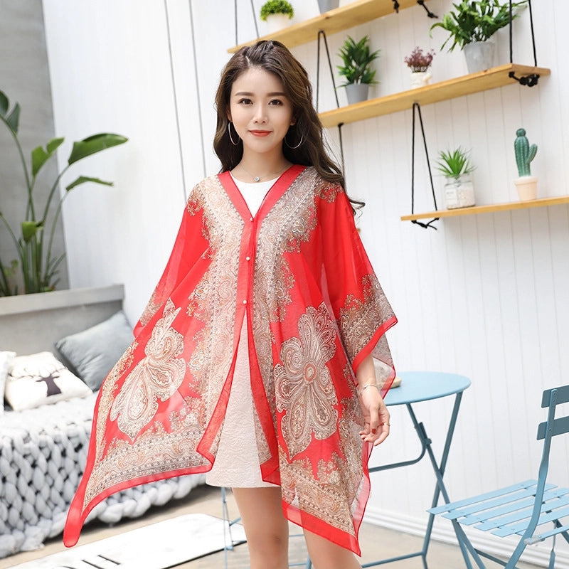 Women's Minimalist Printing Satin Silk Scarf