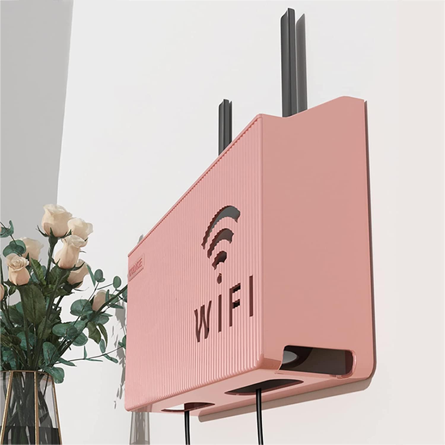 Wireless Wifi Router Shelf Wall-Mounted Cable Power Bracket Organizer