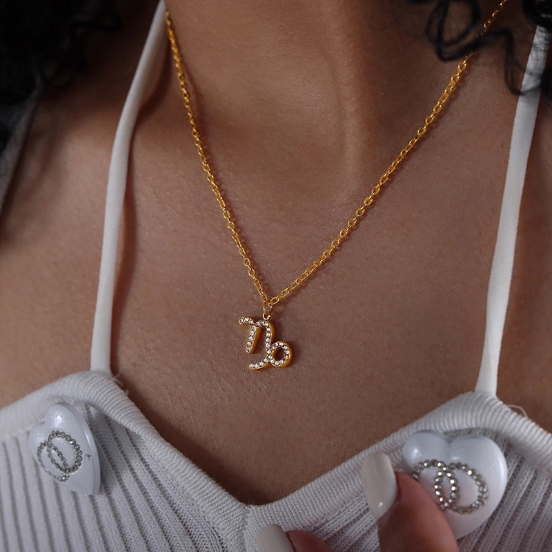 Minimalist Constellation Titanium Steel Zircon 18K Gold Plated Plating Inlay Pendant Necklace