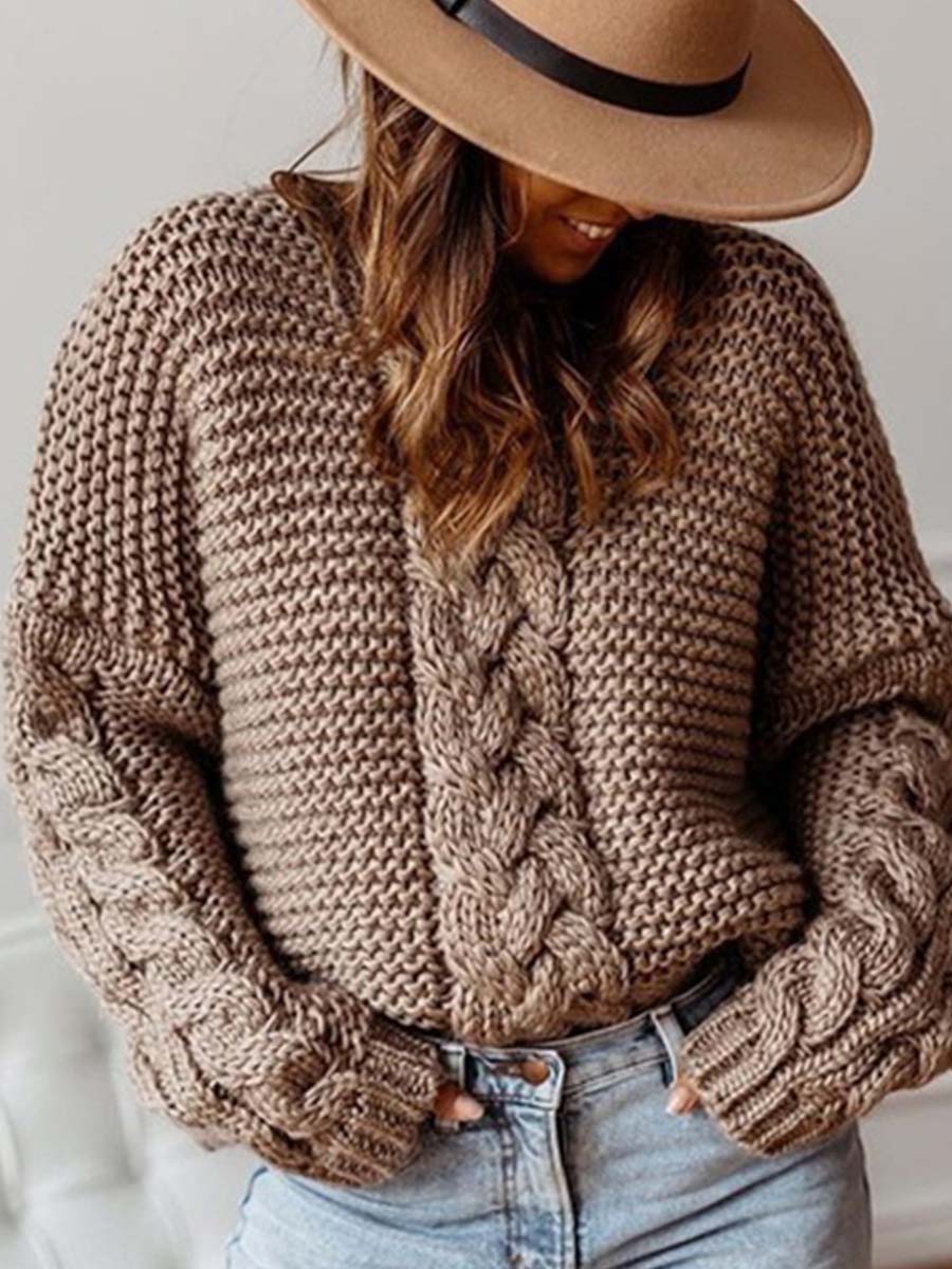 Solid Color Knitted Sweater