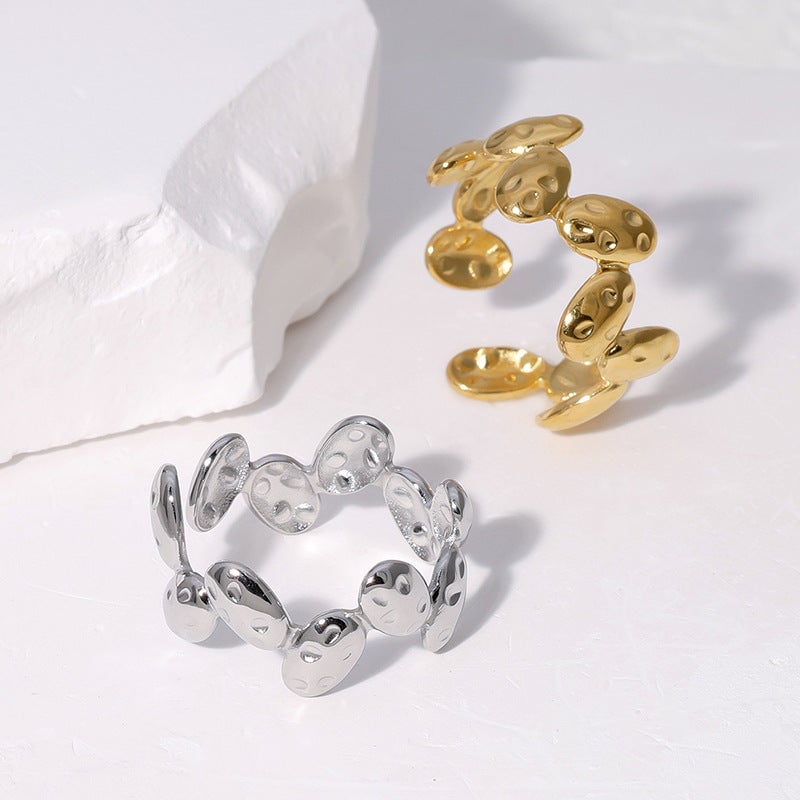 Open Ring Minimalist Asymmetrical Irregular Geometric Stainless Steel Electroplating Rings