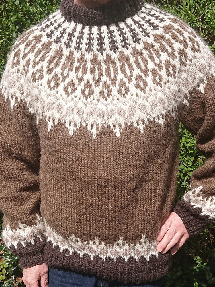 Vintage Warm Jacquard Iceland Crew Neck Sweater