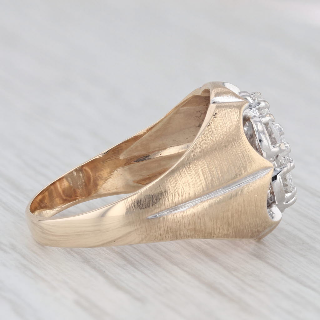 0.73ctw Diamond Cluster Belcher Setting Ring 10k Yellow Gold Size 8.25