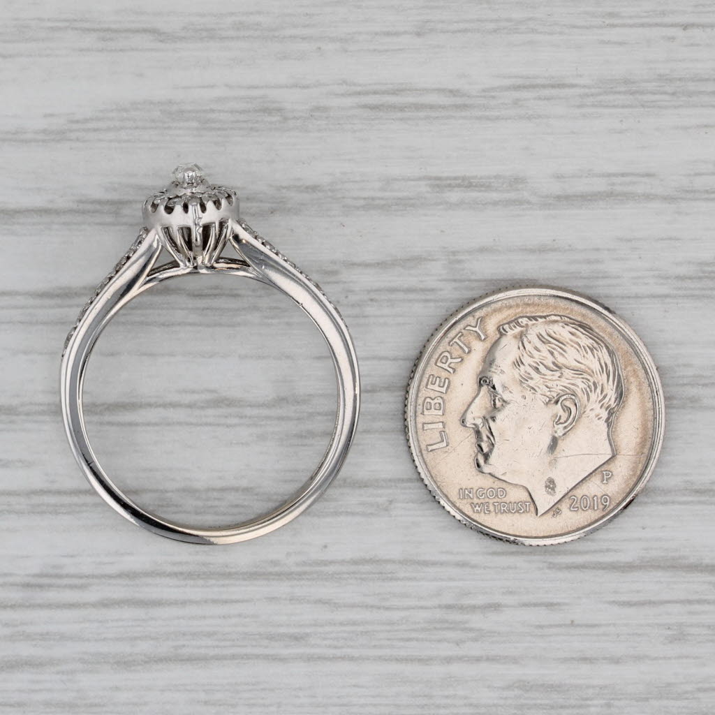 0.33ctw Diamond Marquise Halo Engagement Ring 14k White Gold Size 7