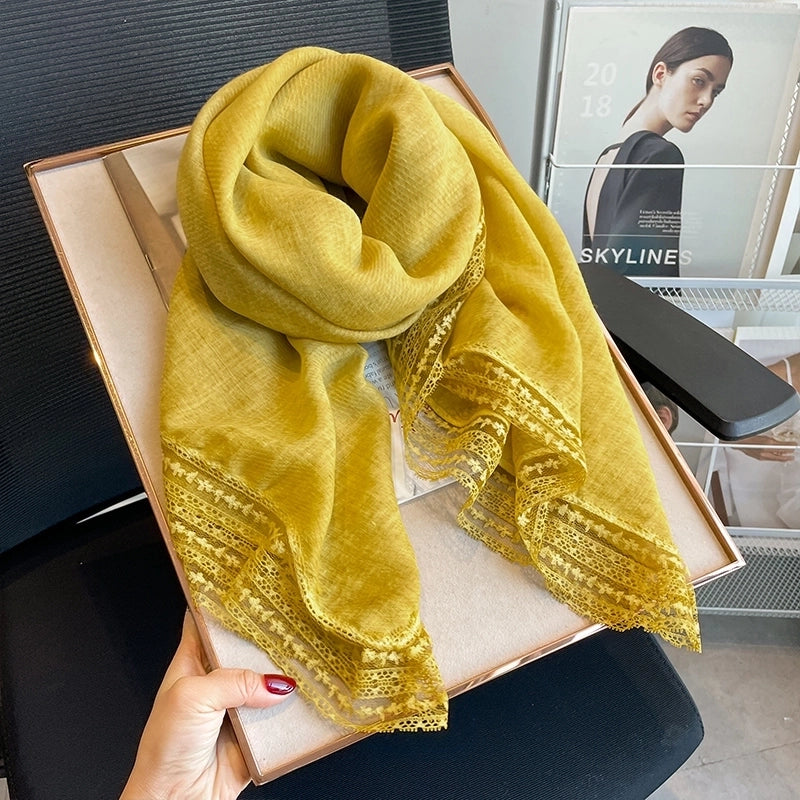 Women's Elegant Sweet Solid Color Polyester Printing Silk Scarf