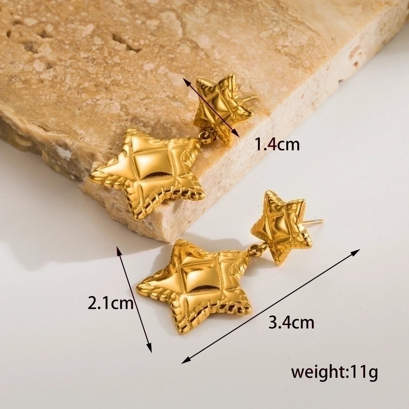 1 Pair Ig Style Casual Geometric Heart Shape Flower Plating Stainless Steel 18k Gold Plated Drop Earrings Ear Studs