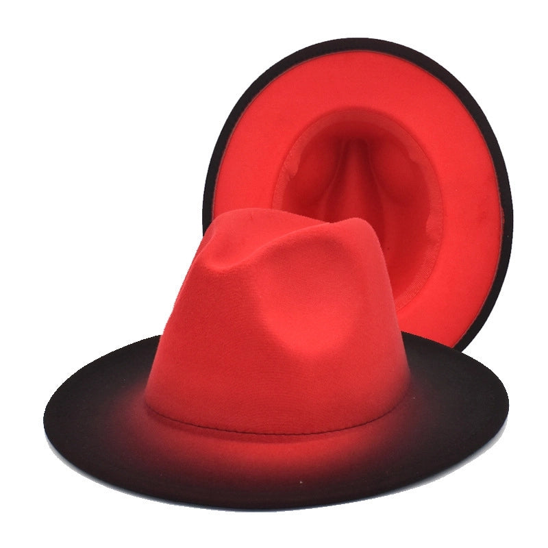 Color Matching New Gradient Jazz Hat Women's Fashion Woolen Hat Hat Men's Outdoor Sun Hat
