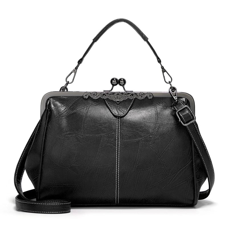 Women's Medium Pu Leather Solid Color Vintage Style Square Hook Loop Shoulder Bag Crossbody Bag