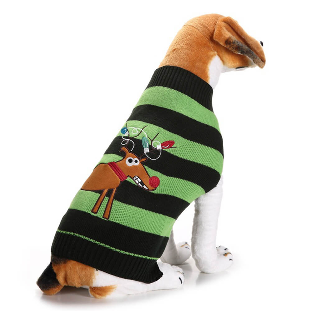 Christmas Reindeer Warm Turtleneck Dog Knit Sweater