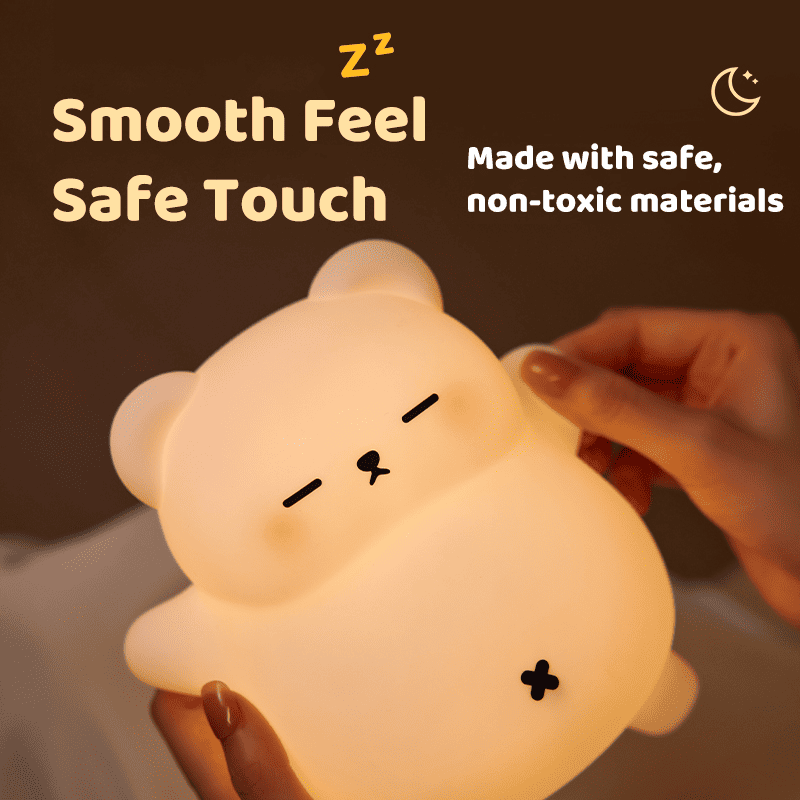 Breathing Bear Snuggly  Squishy Silicone Sleeping Companion Sound LED Night Light Perfect Gift