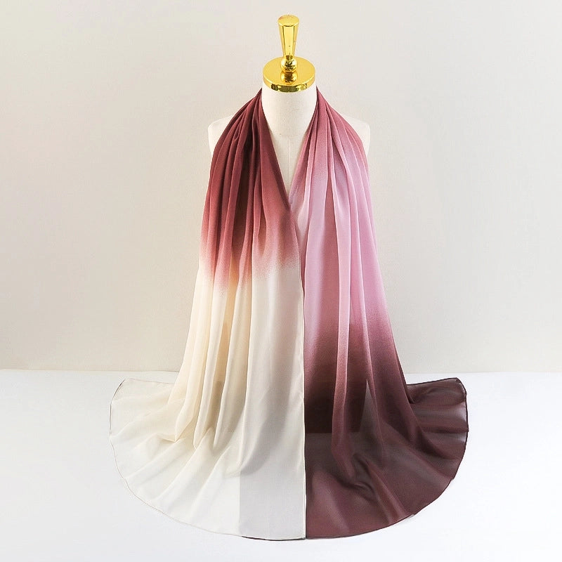 New 75D Chiffon Scarf Spring Long Scarf Gradient Scarf Spring And Autumn Building Season Scarf Women Factory