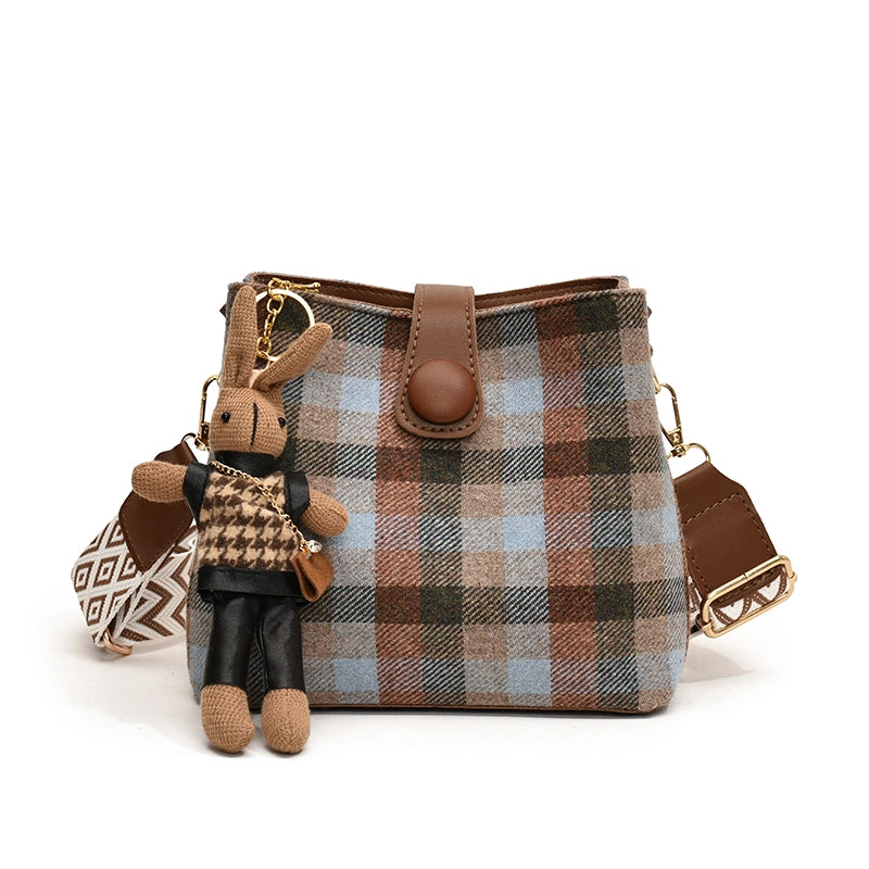 Woolen Bag Women's Large Capacity Shoulder Bag Cloth Bag Texture Commuter Bucket Bag