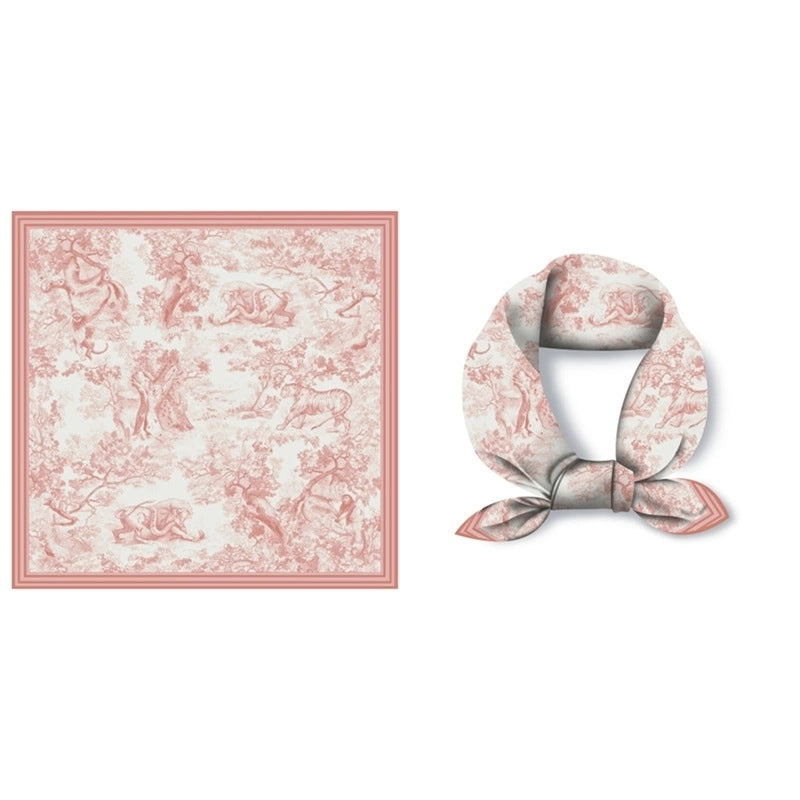 Women's Minimalist Classic Style Color Block Polyester Printing Flowers Silk Scarf