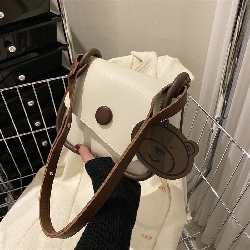 Women's Pu Leather Solid Color Fashion Square Flip Cover Crossbody Bag
