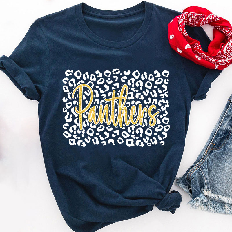 Personalized Leopard Team Spirit Teacher T-Shirt