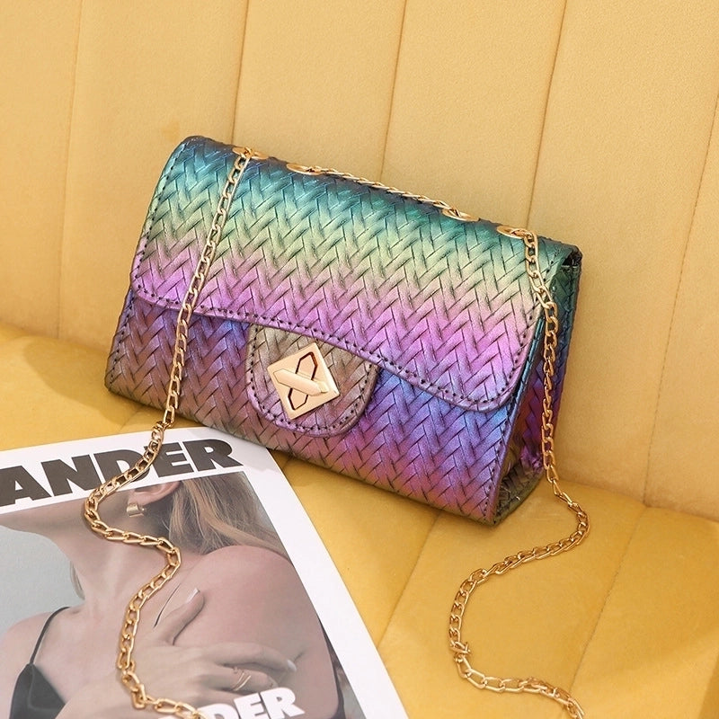 Women's Medium Pu Leather Geometric Multicolor Cute Lock Clasp Crossbody Bag