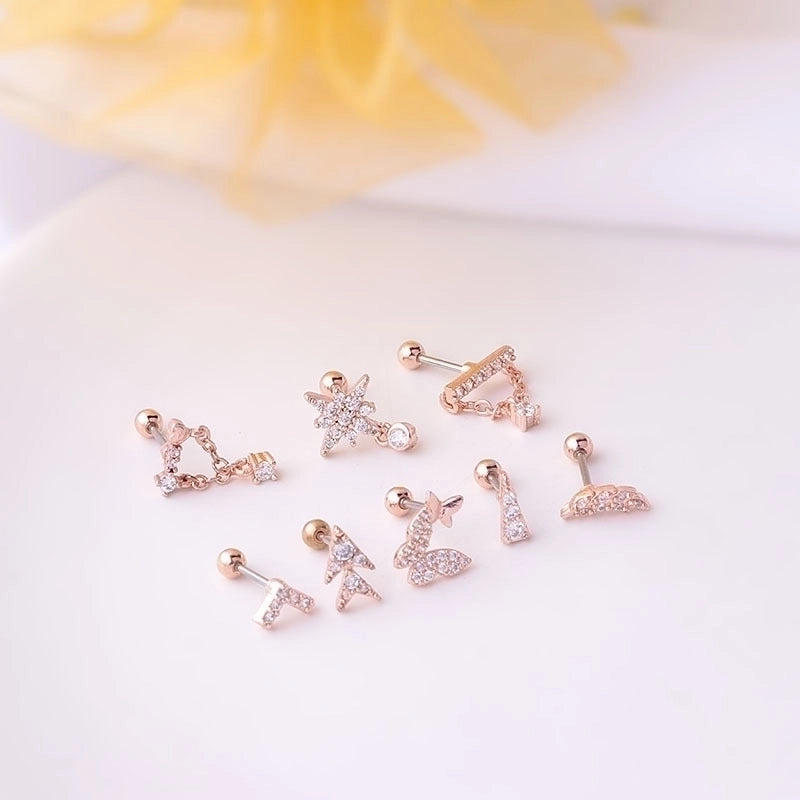 Ear Cartilage Rings & Studs Geometric 316L Stainless Steel  Copper Plating