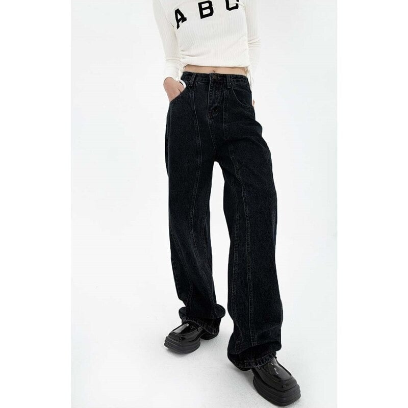 Women High Waist Vintage Straight Baggy Streetwear Jeans