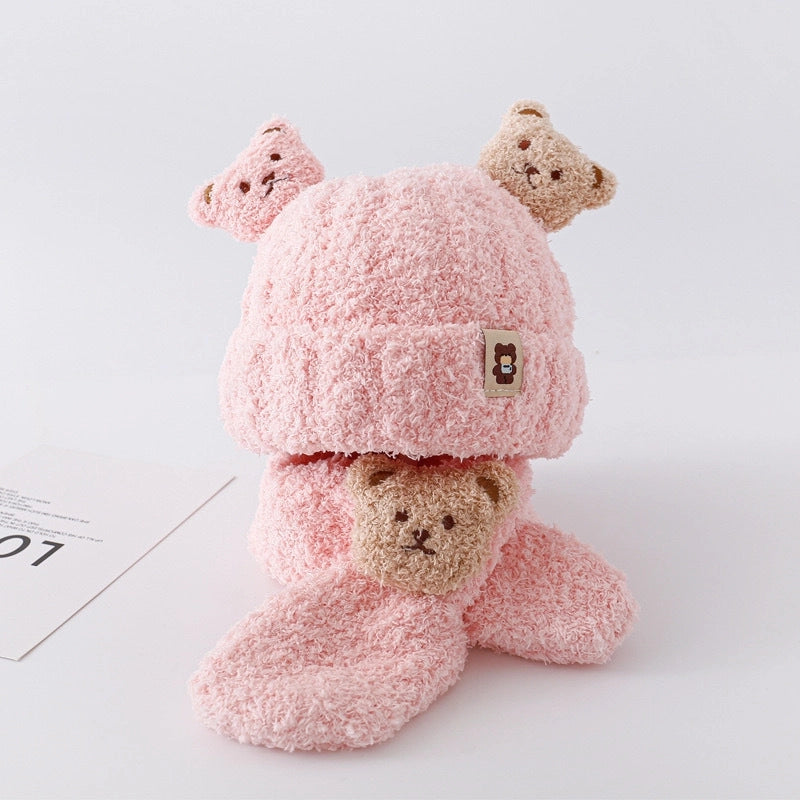 Baby's Autumn And Winter Hat Scarf Suit Cute Super Cute Baby Children's Fluffy Hat Girls' Winter Warm Wool Hat