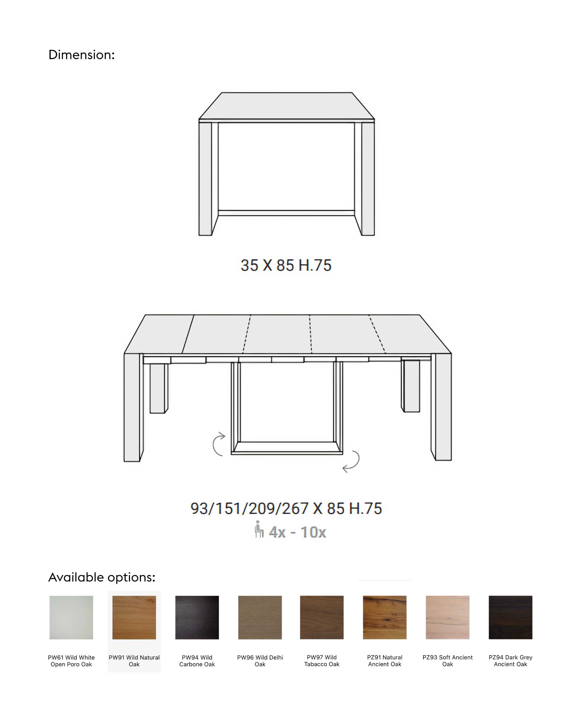 Ozzio Italia A4 Console extendable table