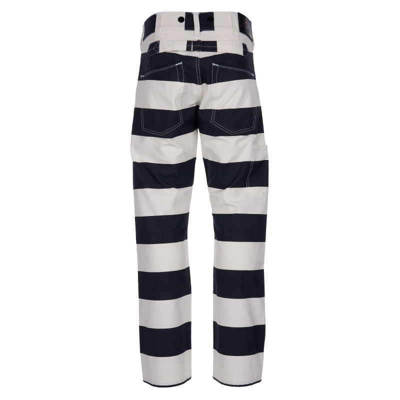 Vintage Wide Striped Cotton Canvas Motorcycle Straight Pants