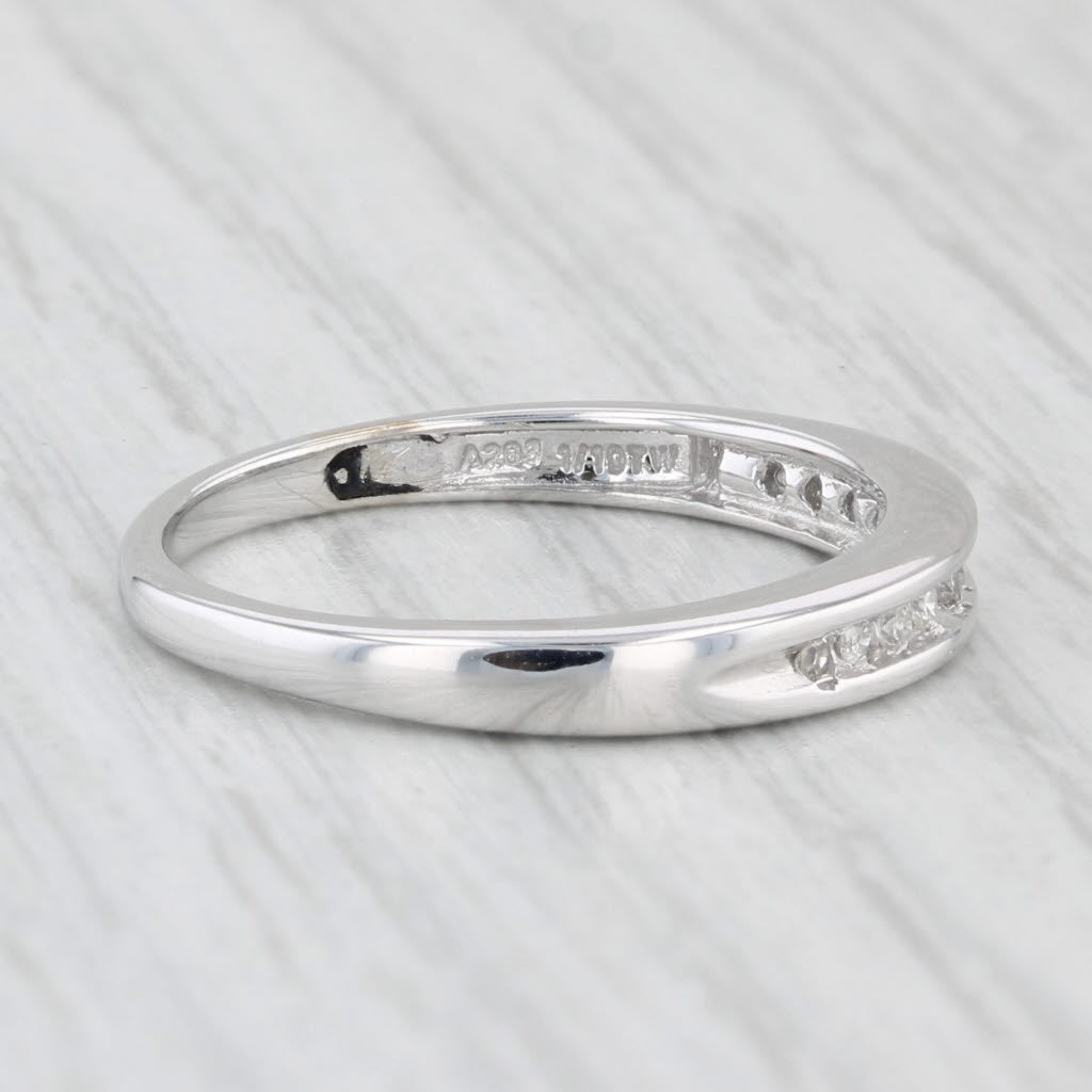 0.10ctw Diamond Wedding Band 10k White Gold Stackable Anniversary Ring Size 7