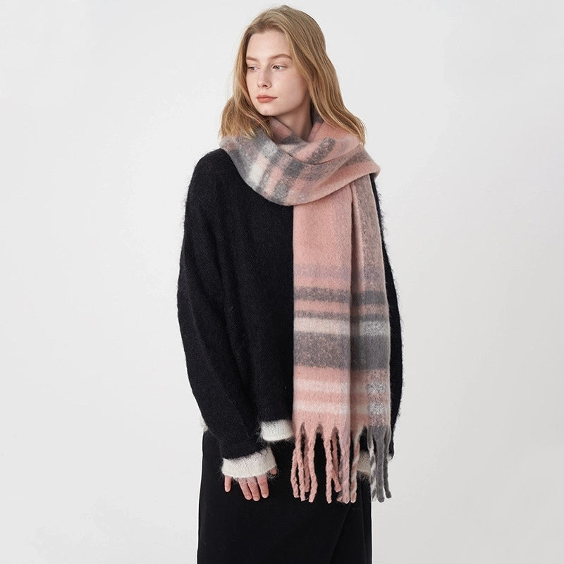 Women's Minimalist Classic Style Color Block Imitation Cashmere Woven Scarf