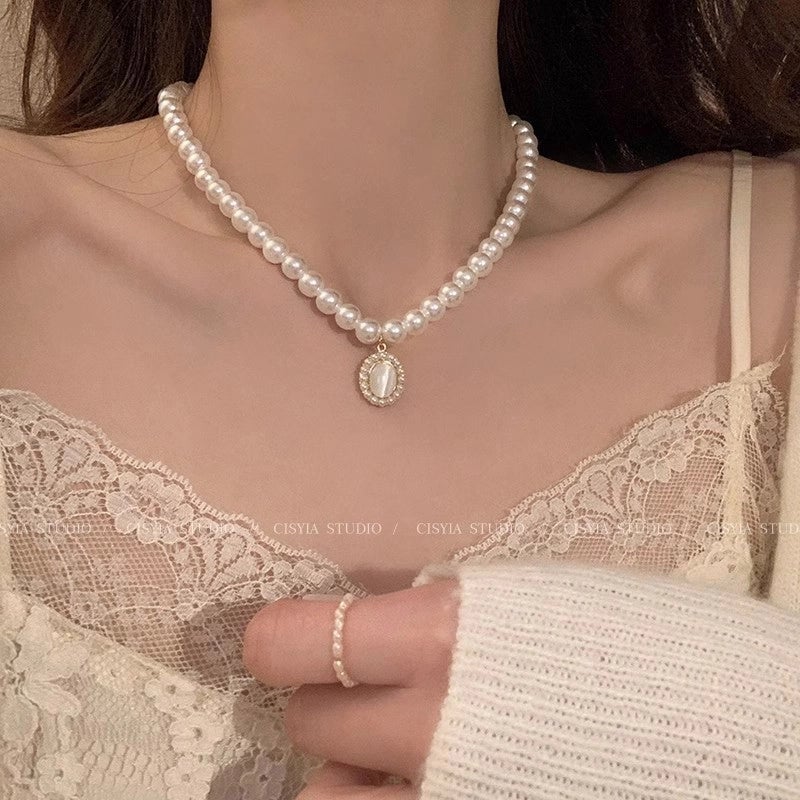Fashion Heart Shape Titanium Steel Beaded Zircon Layered Necklaces 1 Piece
