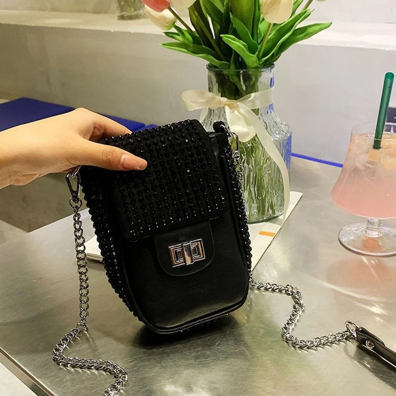 Women's Small Summer Pu Leather Solid Color Fashion Square Lock Clasp Square Bag