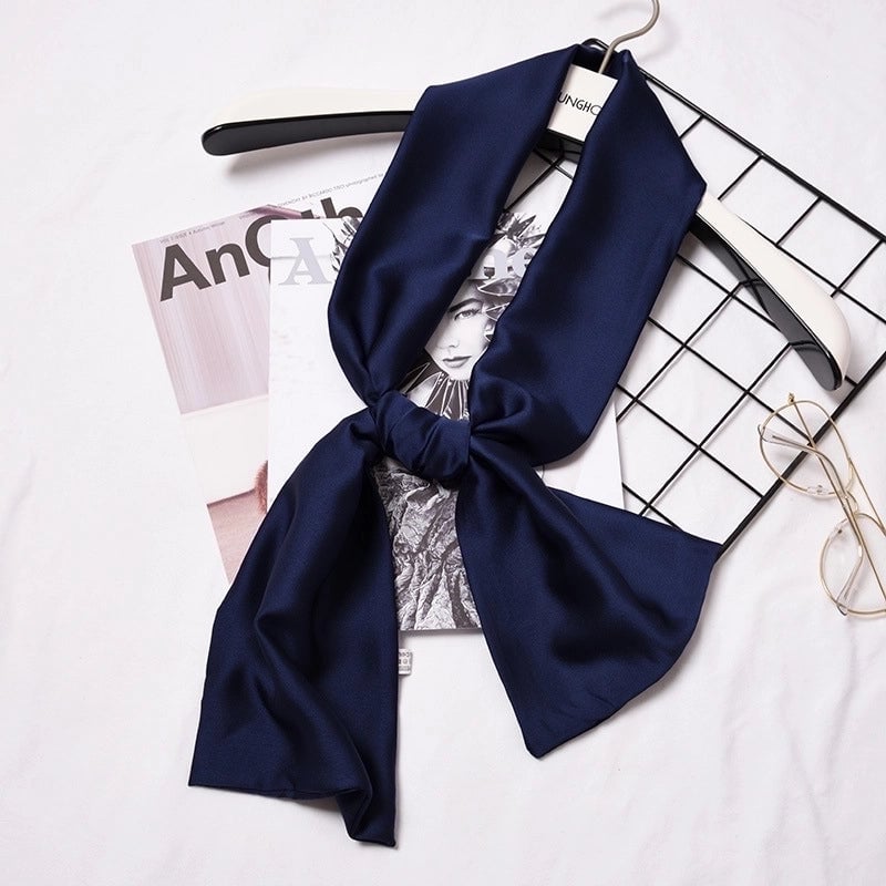 Women's Sweet Solid Color Satin Silk Scarf