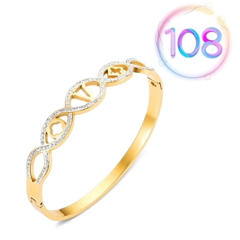 2 Pieces Fashion Geometric Stainless Steel Plating Zircon Bangle